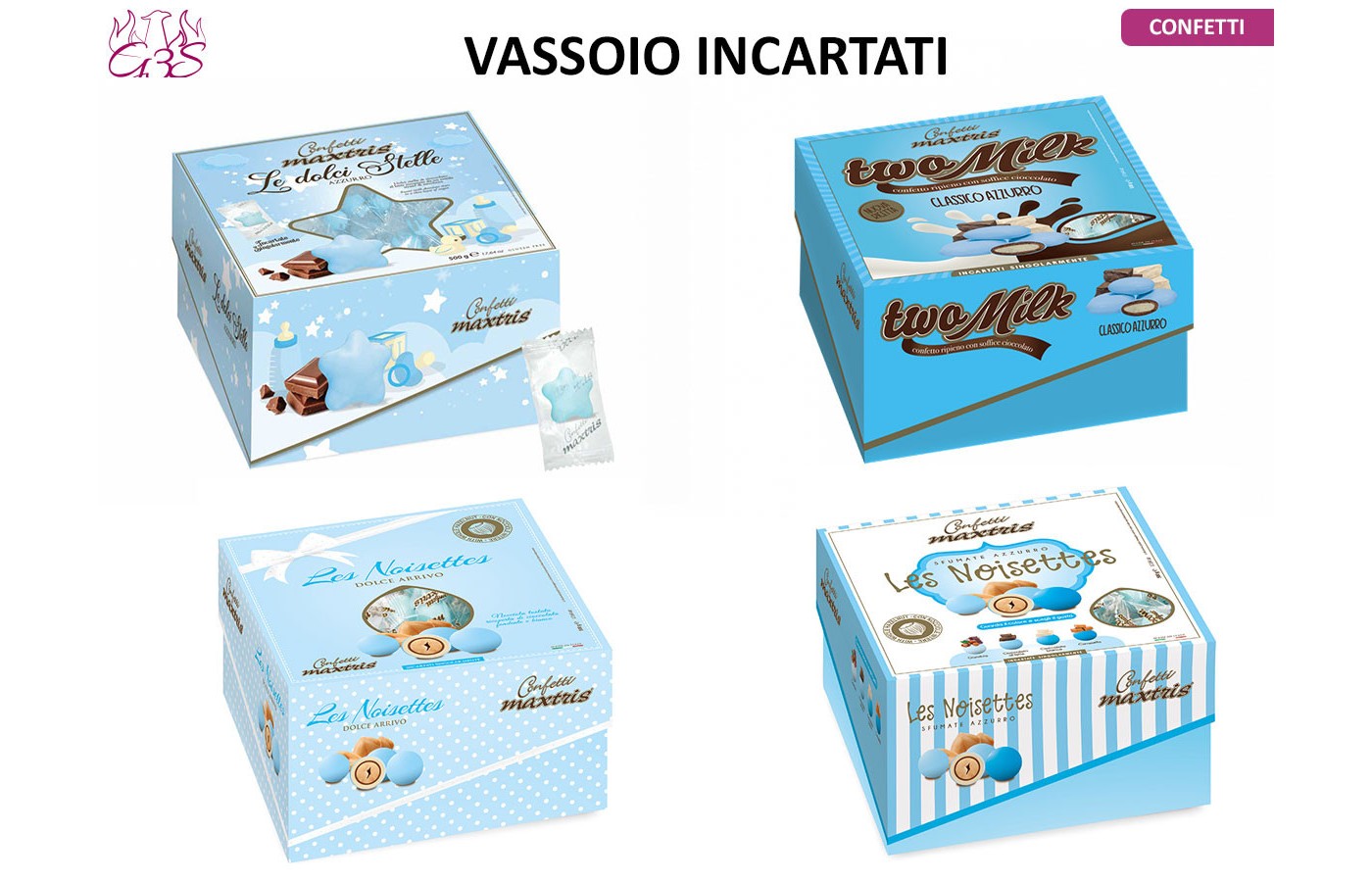 Confetti Maxtris Two milk Azzurri incartati - Confetti & Bomboniere